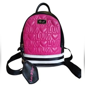 Betsey Johnson Mini Luv Betsey Quilted Heart Backpack Purse